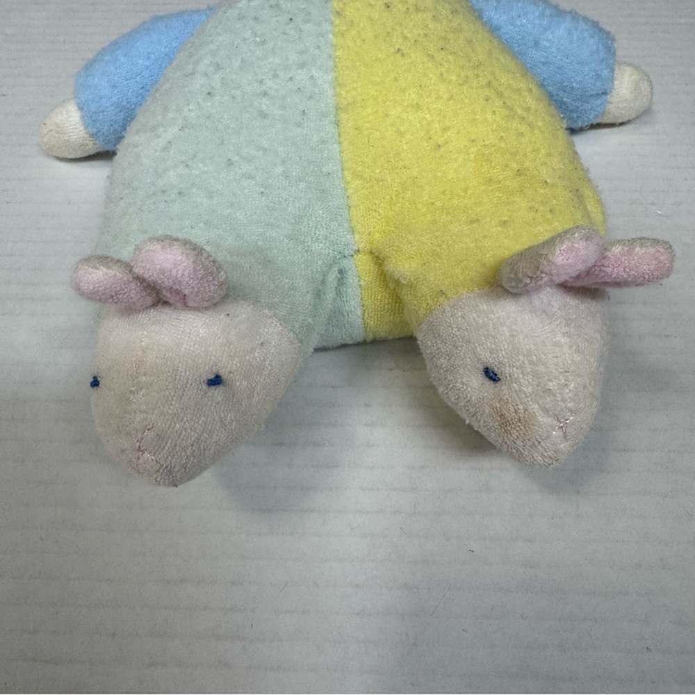 Vintage Soft Dreams Terry Cloth Bear Plush Rattle Toy Bunny Slippers 9” Pastel - Picture 3 of 13